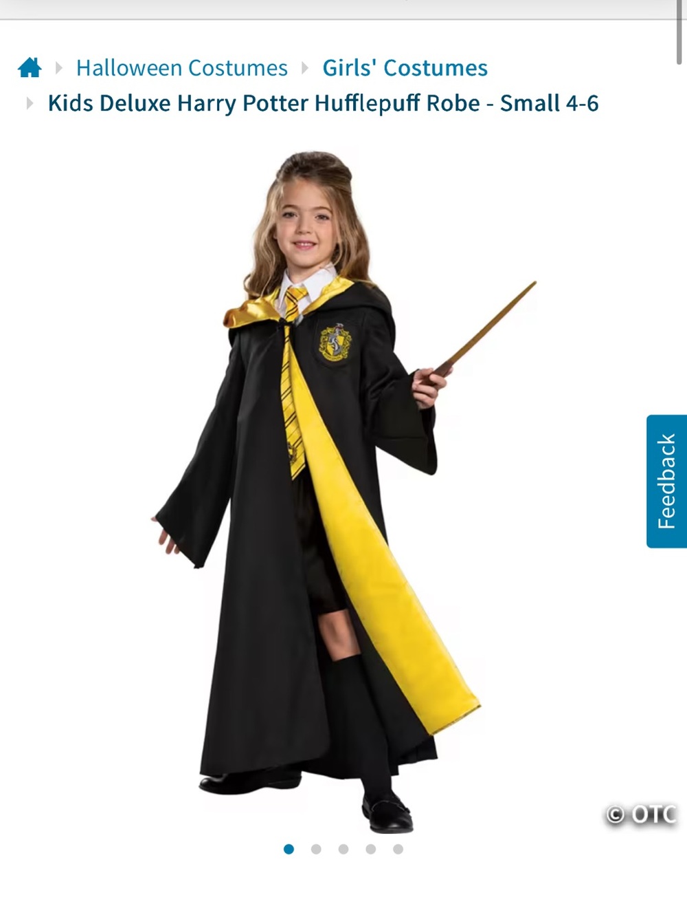 Kids Deluxe Harry Potter Hufflepuff Robe M 7-8 wizarding world of Harry Potter